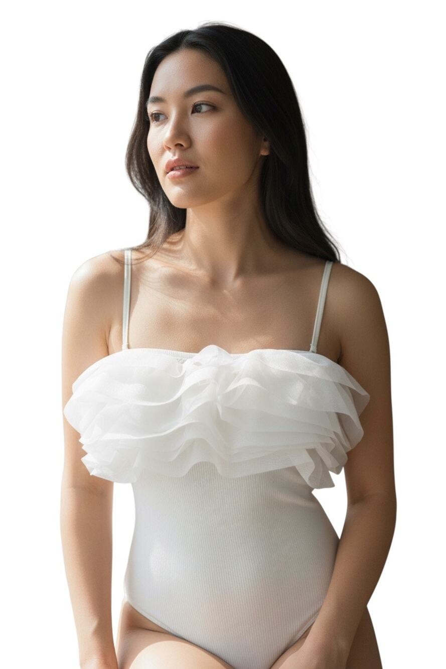 Joie Tulle White ruffle bodysuit Size - XS